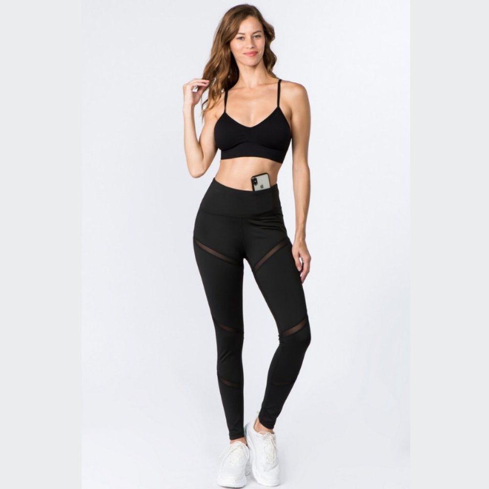 Slash Mesh Workout Leggings Black - Picture 5 of 5